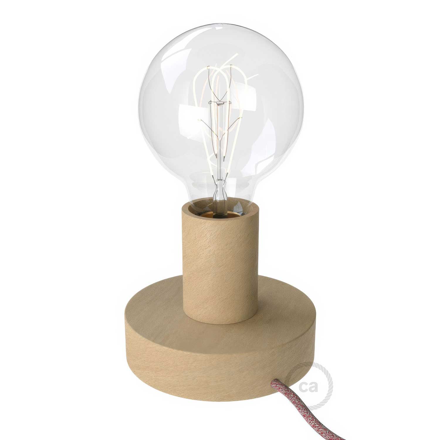 Posaluce – Tischleuchte aus Holz Small mit UK-Stecker – Neutral