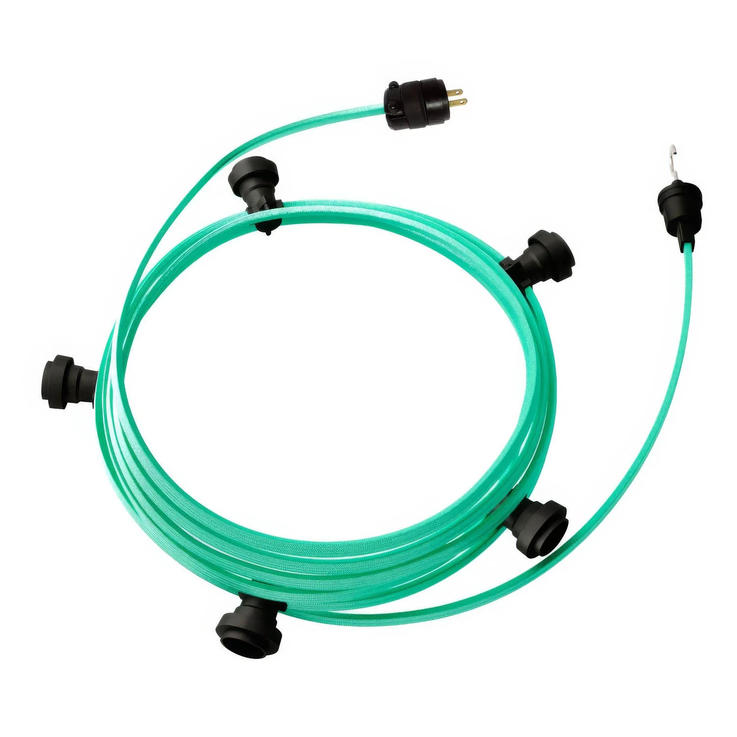 Gebrauchsfertige 25-Fuß-Lichterkette mit 5 schwarzen Fassungen, Haken und Stecker - CH69