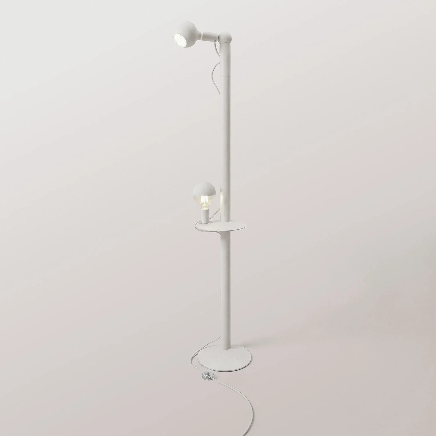Rocco XXL - Stehlampe mit Glühbirne Maria und Camo - Weiß