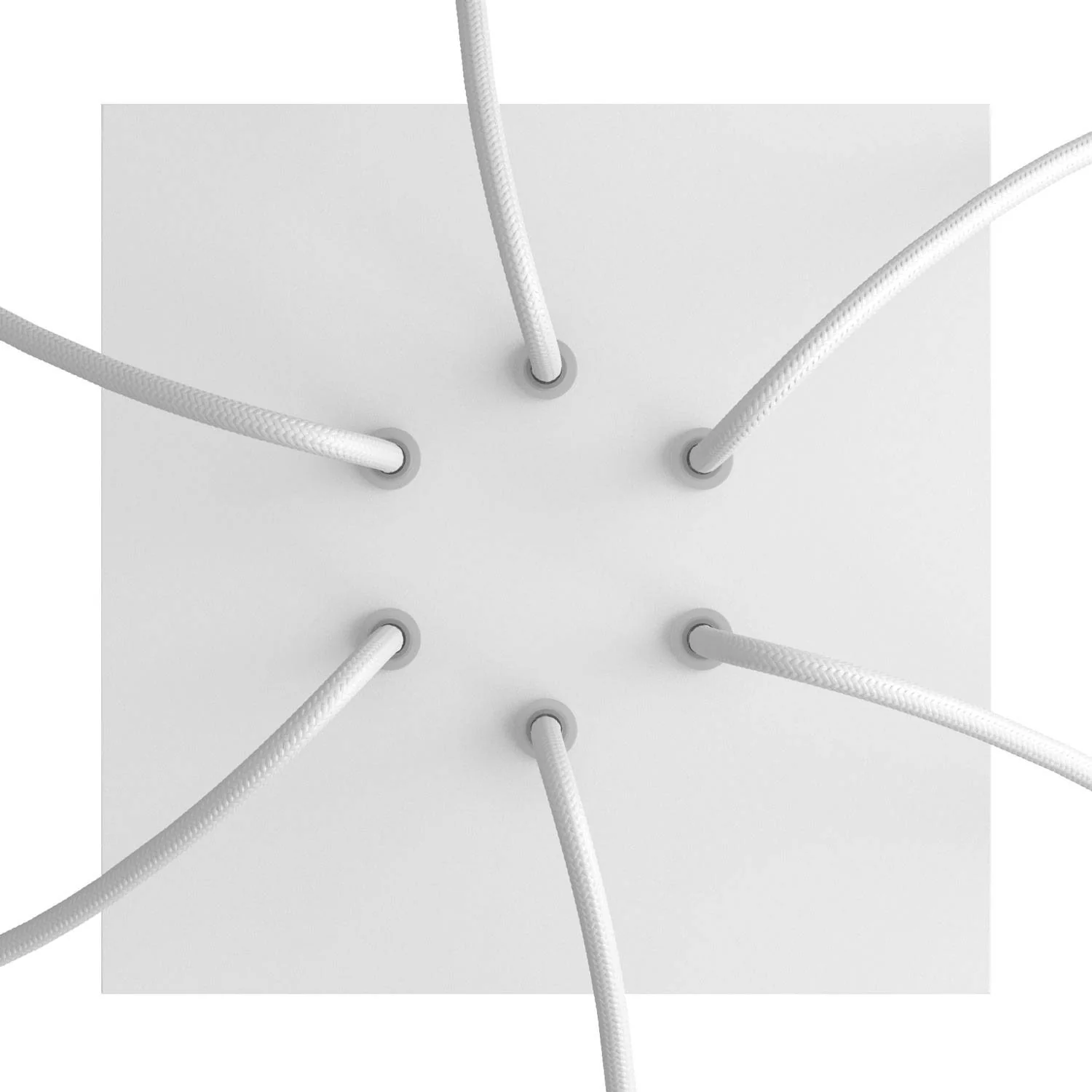 Rose-One Deckenbaldachin Quadrat, 200 mm mit 6 Löchern und 4 seitlichen Öffnungen – Mattweiß - Image 2