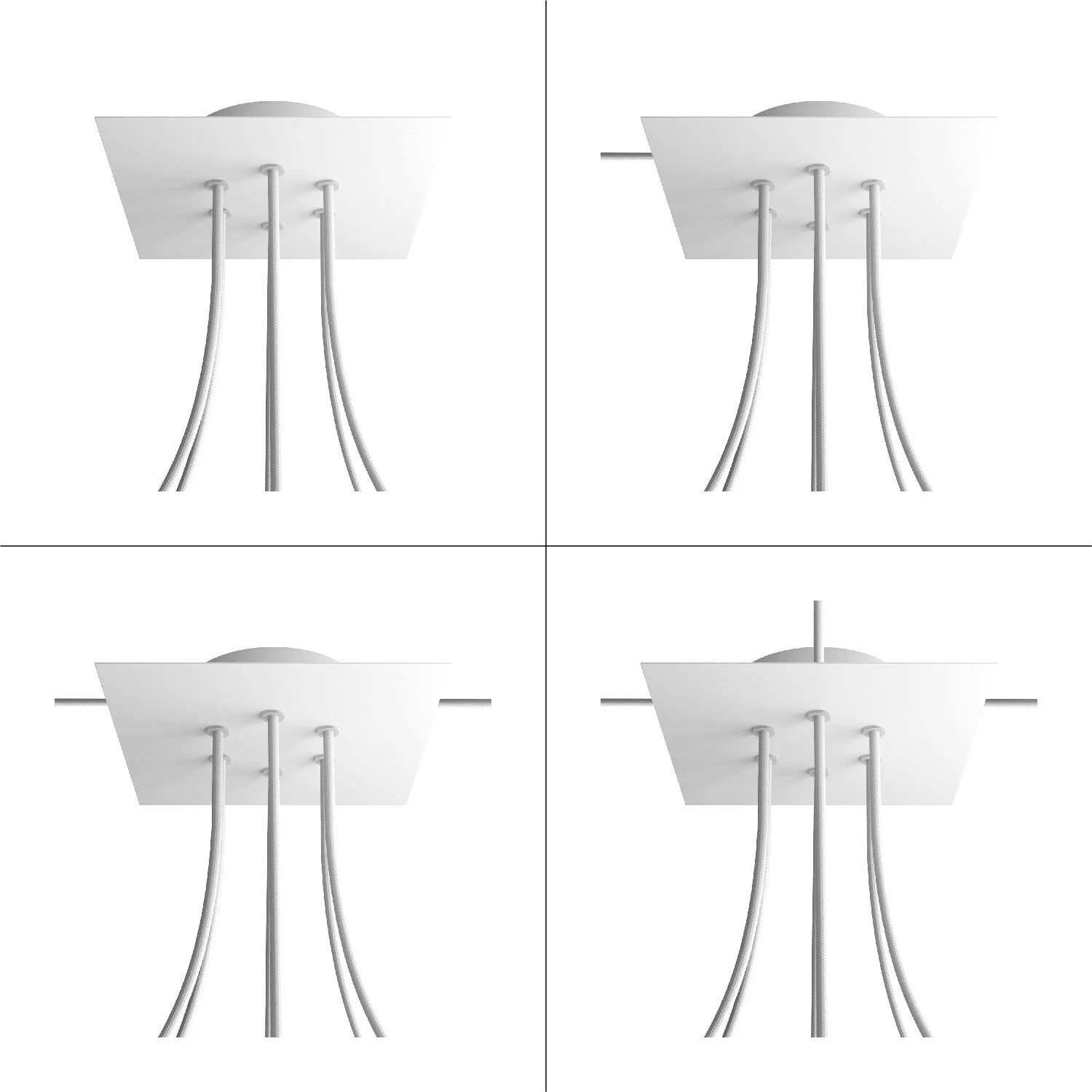 Rose-One Deckenbaldachin Quadrat, 200 mm mit 6 Löchern und 4 seitlichen Öffnungen – Mattweiß - Image 4