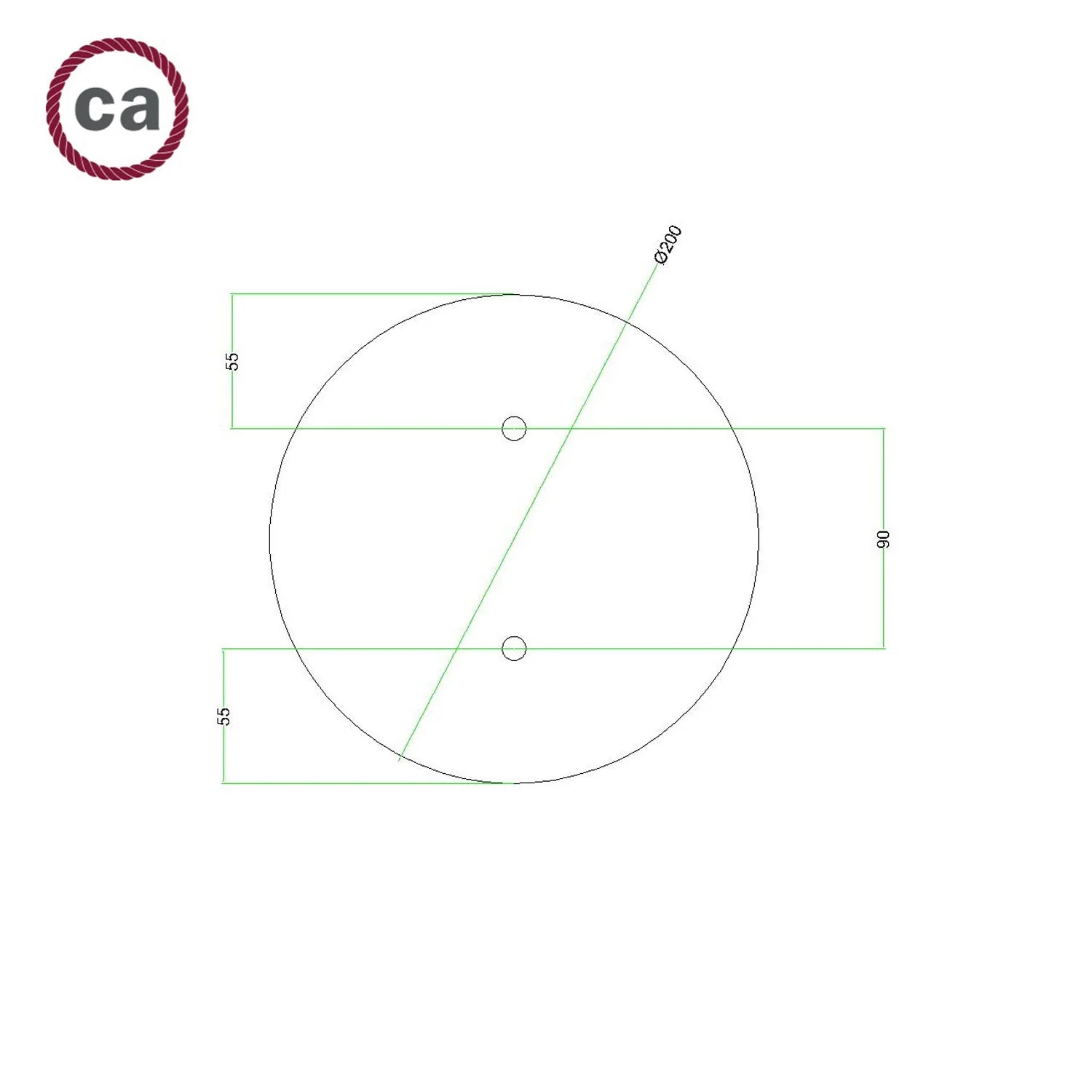Rose-One Baldachin rund, Durchmesser 200 mm mit 2 Löchern und 4 seitlichen Löchern – Dibond mit satiniertem Kupfer - Image 7