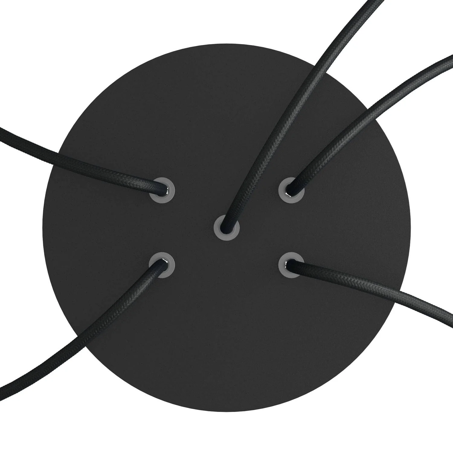 Runder Rose-One-Baldachin, Durchmesser 200 mm mit 5 Bohrungen und 4 seitlichen Bohrungen – Matt Schwarz - Image 2