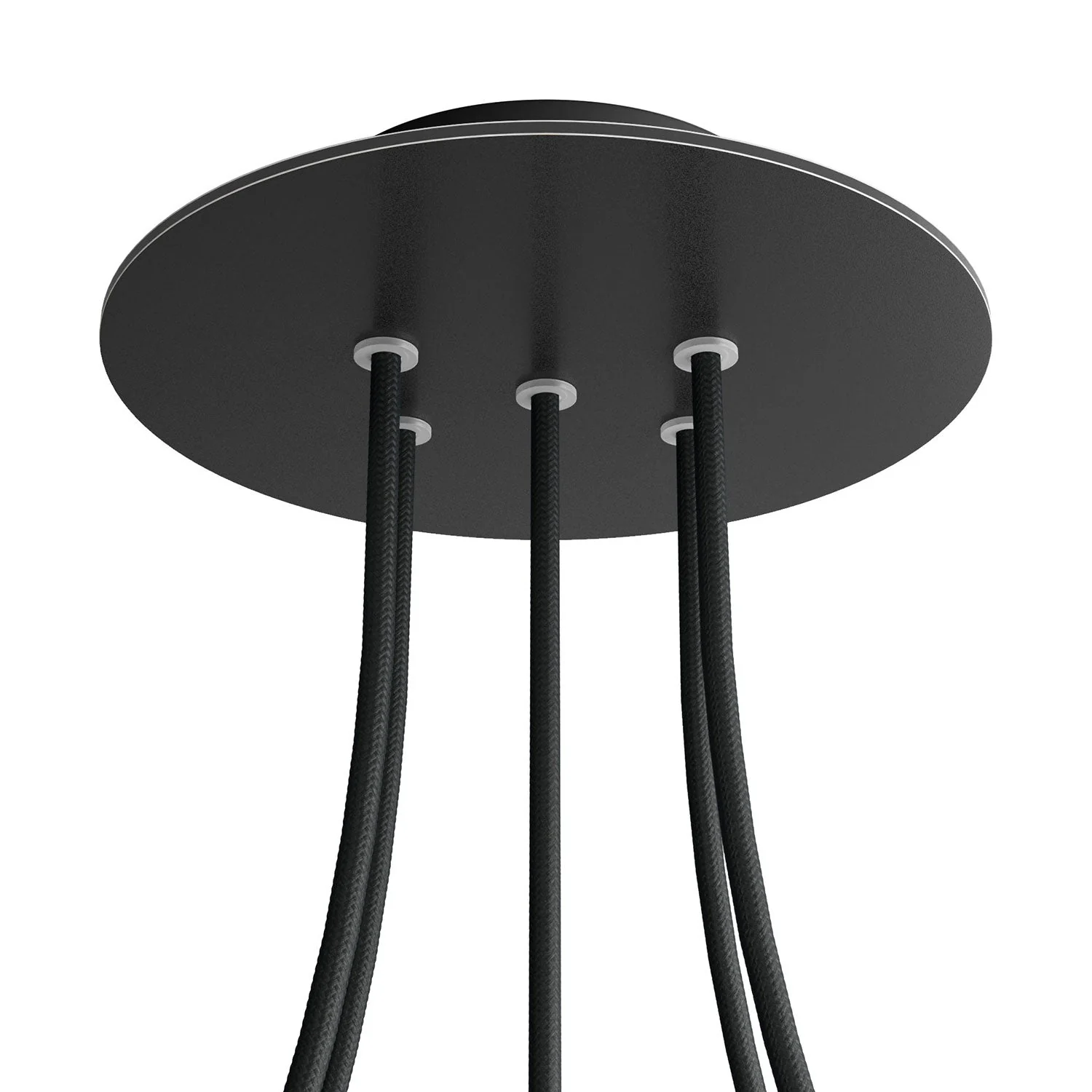 Runder Rose-One-Baldachin, Durchmesser 200 mm mit 5 Bohrungen und 4 seitlichen Bohrungen – Matt Schwarz - Image 8