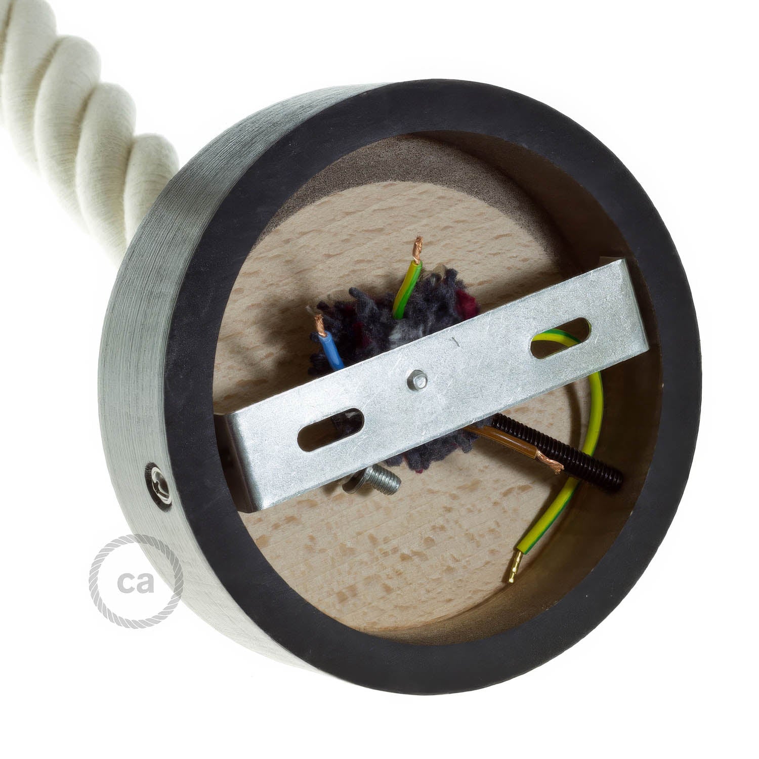 Lampenbaldachin-Kit aus Holz für 3XL-Kordel – Schwarz - Image 3