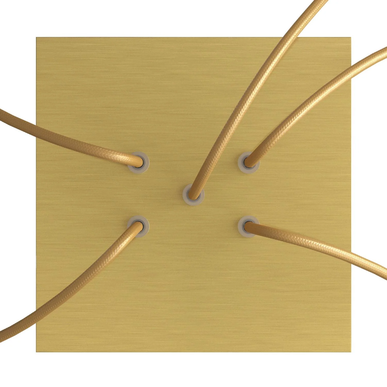 Lampenbaldachin Rose-One quadratisch, 200 mm mit 5 Löchern und 4 seitlichen Löchern – Dibond Messing matt - Image 2