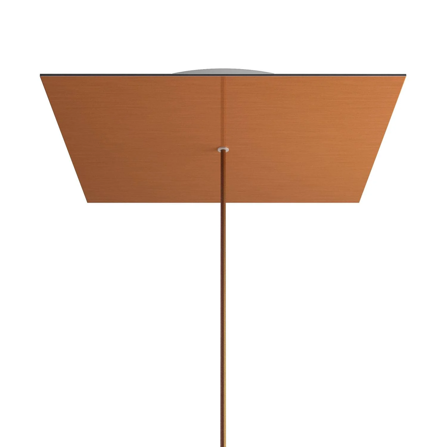 Lampenbaldachin XXL Rose-One quadratisch, 400 mm mit 1 Loch und 4 seitlichen Löchern – Dibond Satin-Kupfer