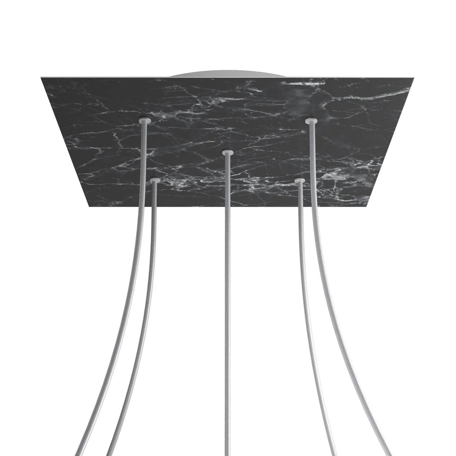 Lampenbaldachin XXL Rose-One quadratisch, 400 mm mit 5 Löchern und 4 seitlichen Löchern - Marmor Marquina