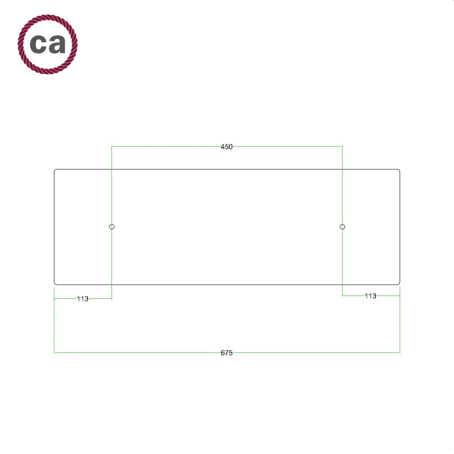 Rose-One XXL Rechteckiger Baldachin mit 2 Bohrungen und 6 seitlichen Bohrungen, Maße 675 x 225 mm – Dibond Satin-Kupfer - Image 6