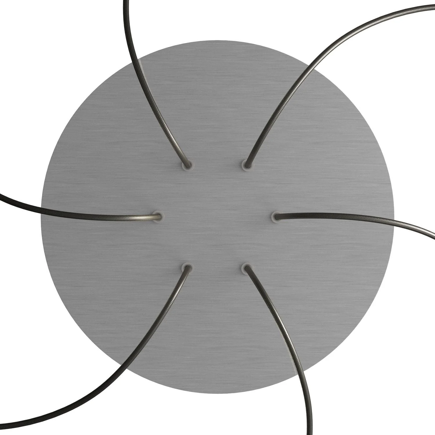 XXL Rose-One runder Baldachin, Durchmesser 400 mm mit 6 Löchern und 4 seitlichen Löchern – Dibond satiniertes Stahl - Image 2