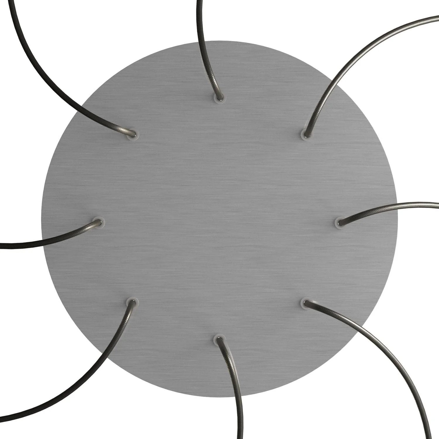 Lampenbaldachin XXL Rose-One rund, Durchmesser 400 mm mit 8 Löchern und 4 seitlichen Löchern - Dibond satiniertes Stahl - Image 2