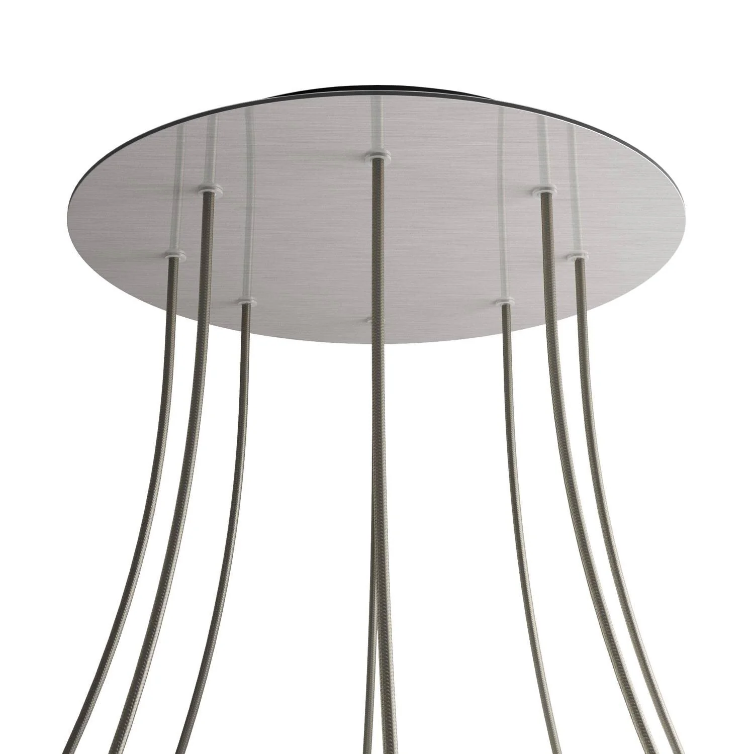 Lampenbaldachin XXL Rose-One rund, Durchmesser 400 mm mit 8 Löchern und 4 seitlichen Löchern - Dibond satiniertes Stahl - Image 8