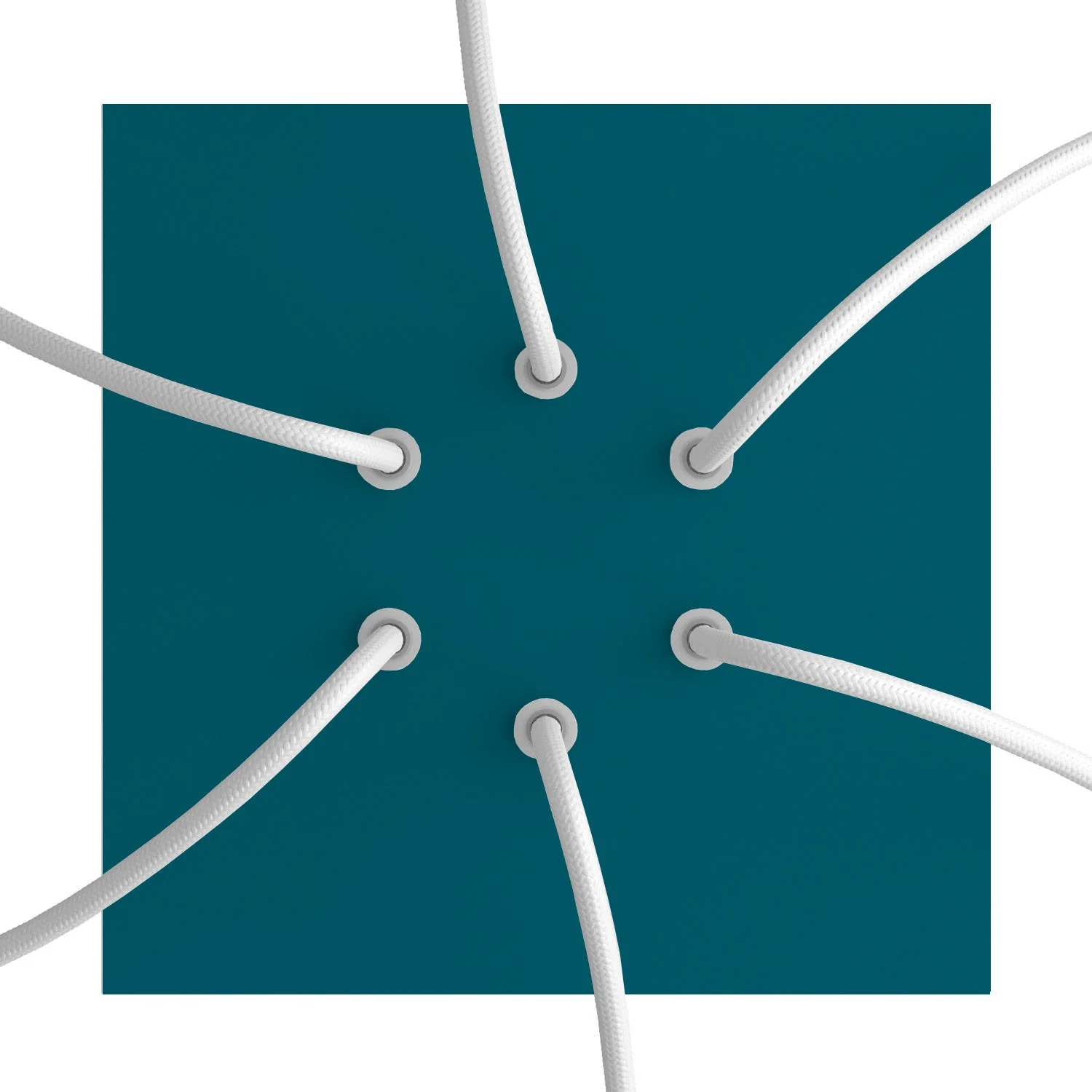 Lampenbaldachin Rose-One quadratisch, 200 mm mit 6 Löchern und 4 seitlichen Löchern - Petrol - Image 2