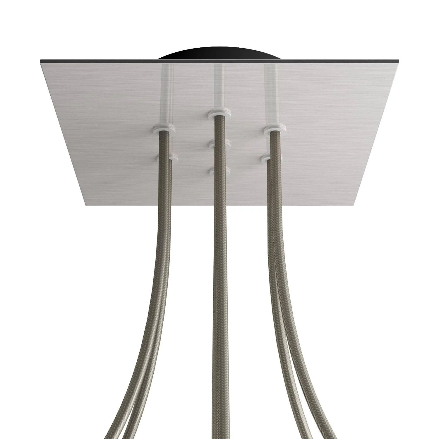 Lampenbaldachin Rose-One quadratisch, 200 mm mit 7 Löchern und 4 seitlichen Löchern – Dibond satiniertes Stahl - Image 8