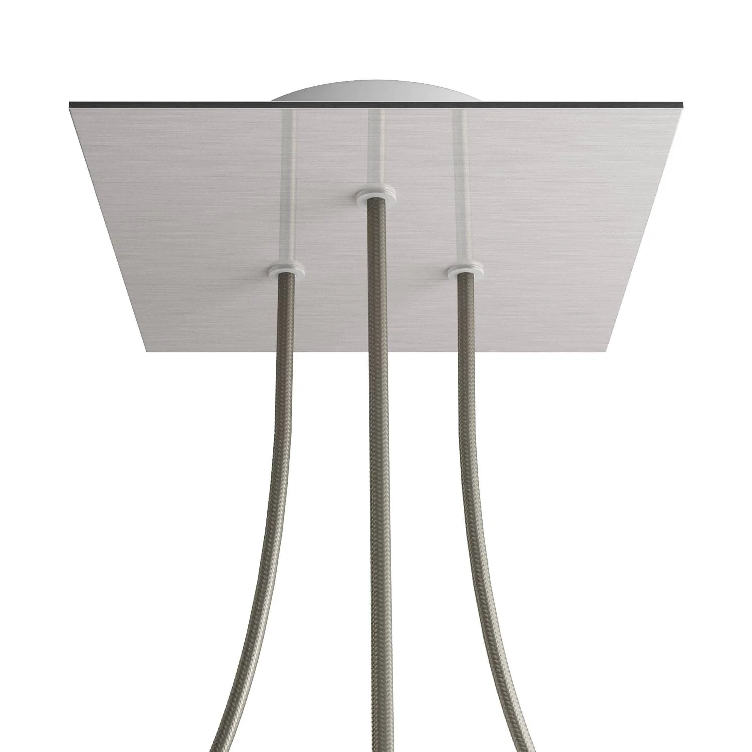 Rose-One quadratischer Baldachin, 200 mm mit 3 Löchern und 4 seitlichen Löchern – Dibond, satiniertes Stahl