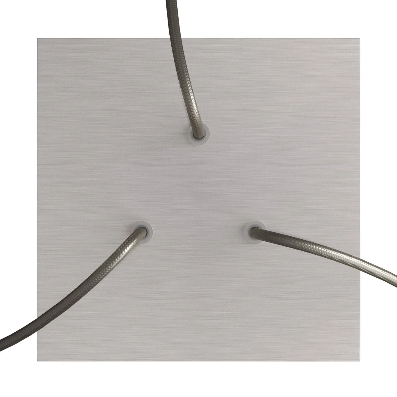 Rose-One quadratischer Baldachin, 200 mm mit 3 Löchern und 4 seitlichen Löchern – Dibond, satiniertes Stahl - Image 2