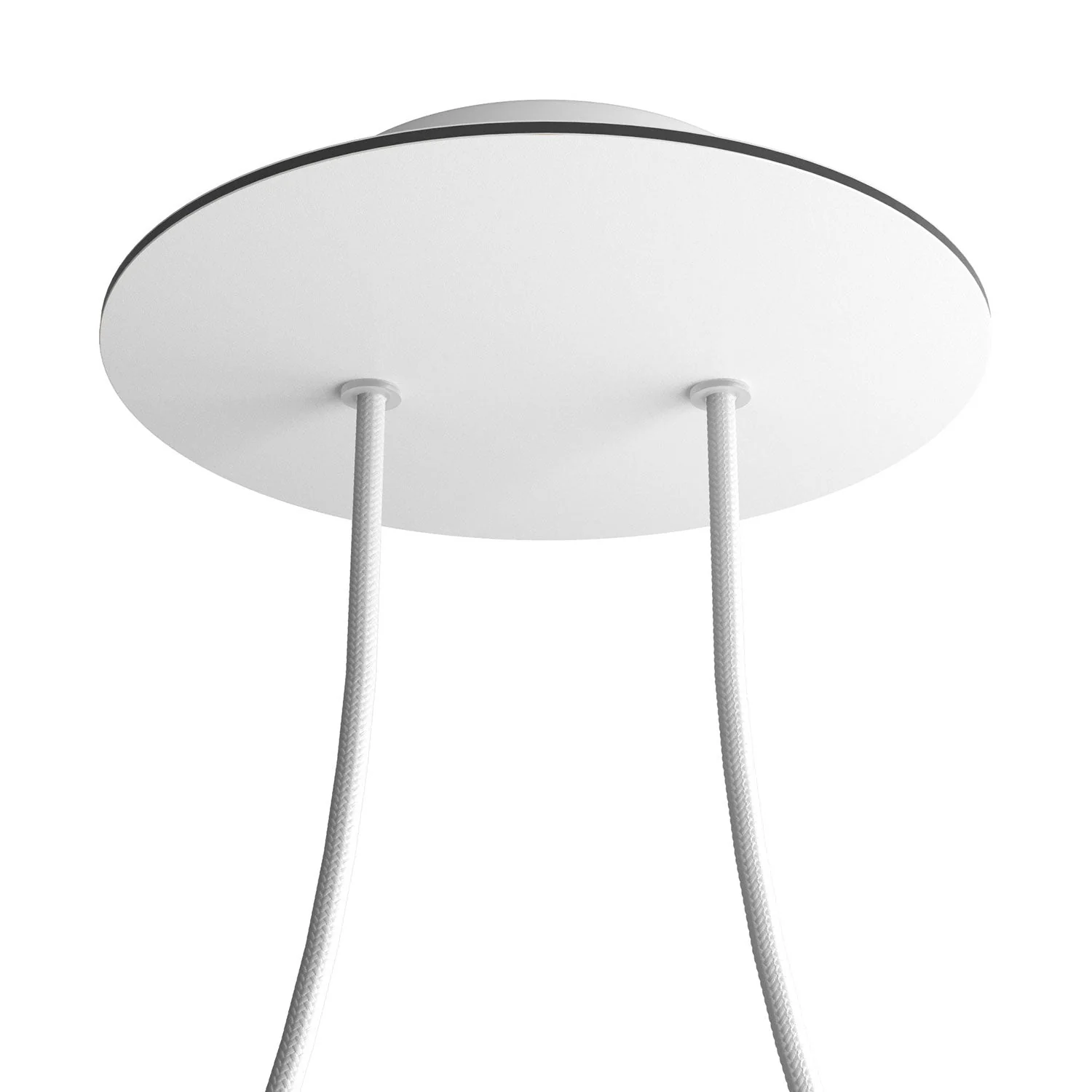 Runder Lampenbaldachin Rose-One, Durchmesser 200 mm mit 2 Bohrungen und 4 seitlichen Bohrungen – Mattweiß