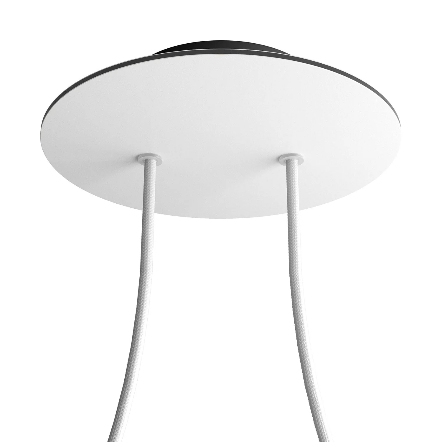 Runder Lampenbaldachin Rose-One, Durchmesser 200 mm mit 2 Bohrungen und 4 seitlichen Bohrungen – Mattweiß - Image 8