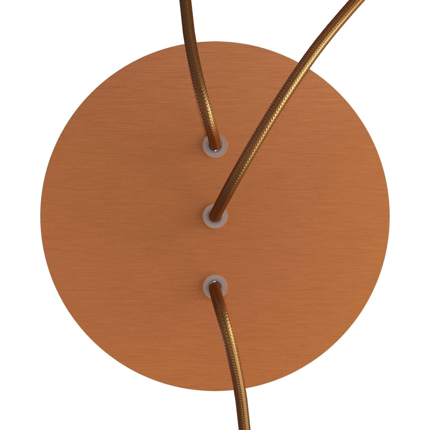 Lampenbaldachin Rose-One rund, Durchmesser 200 mm mit 3 Löchern in Linie und 4 seitlichen Löchern - Dibond Kupfer satiniert - Image 2