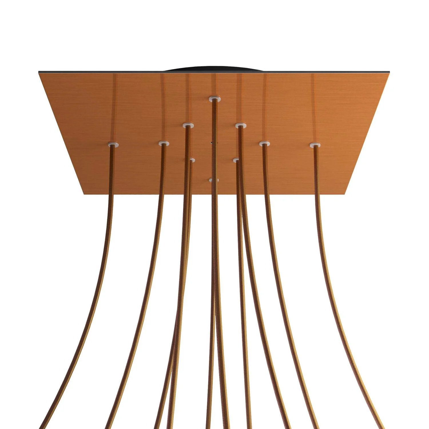 Lampenbaldachin XXL Rose-One quadratisch, 400 mm mit 10 Löchern und 4 seitlichen Löchern – Dibond satiniertes Kupfer - Image 8