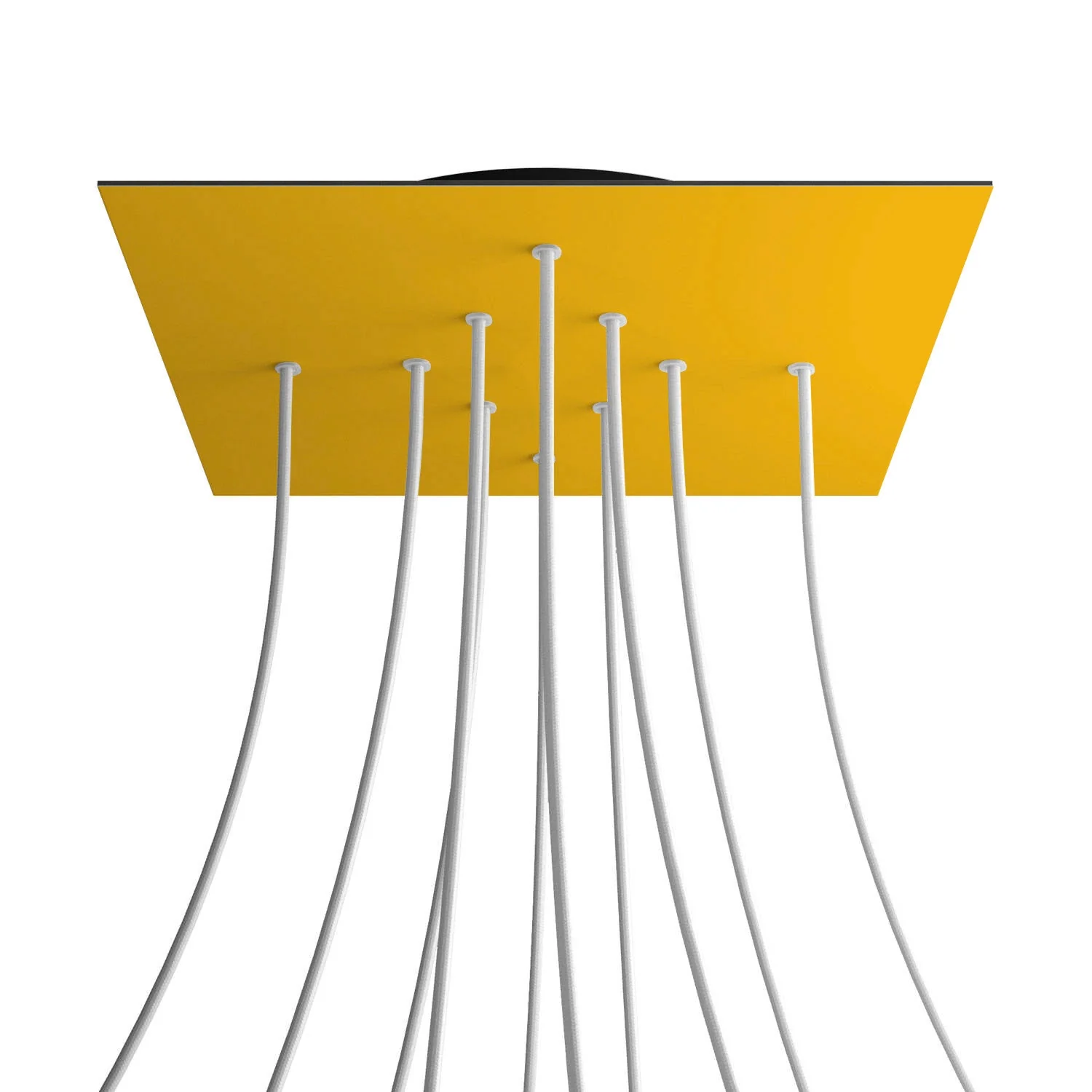 Lampenbaldachin XXL Rose-One quadratisch, 400 mm mit 10 Löchern und 4 seitlichen Löchern – Senf - Image 8
