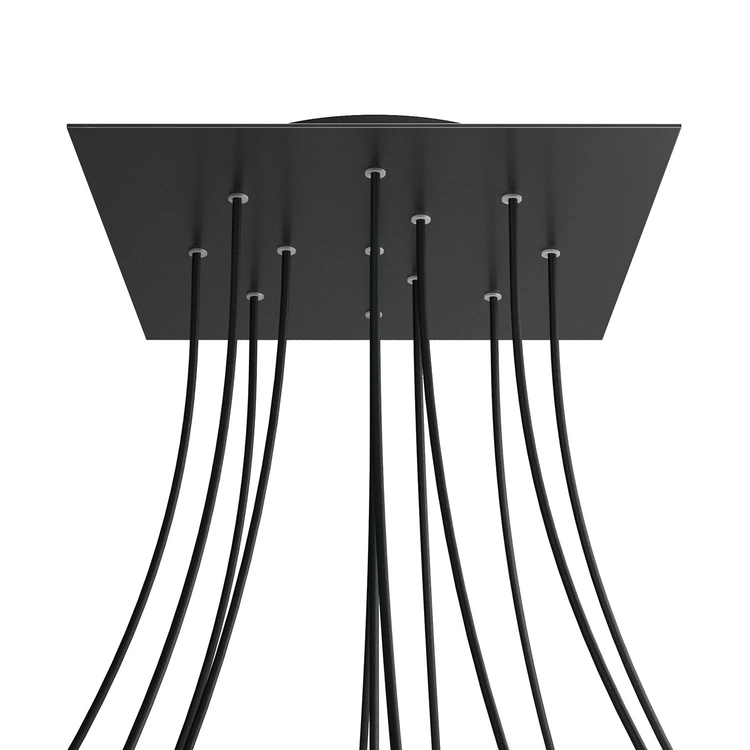Lampenbaldachin XXL Rose-One quadratisch, 400 mm mit 12 Löchern und 4 seitlichen Löchern - Matt Schwarz - Image 8