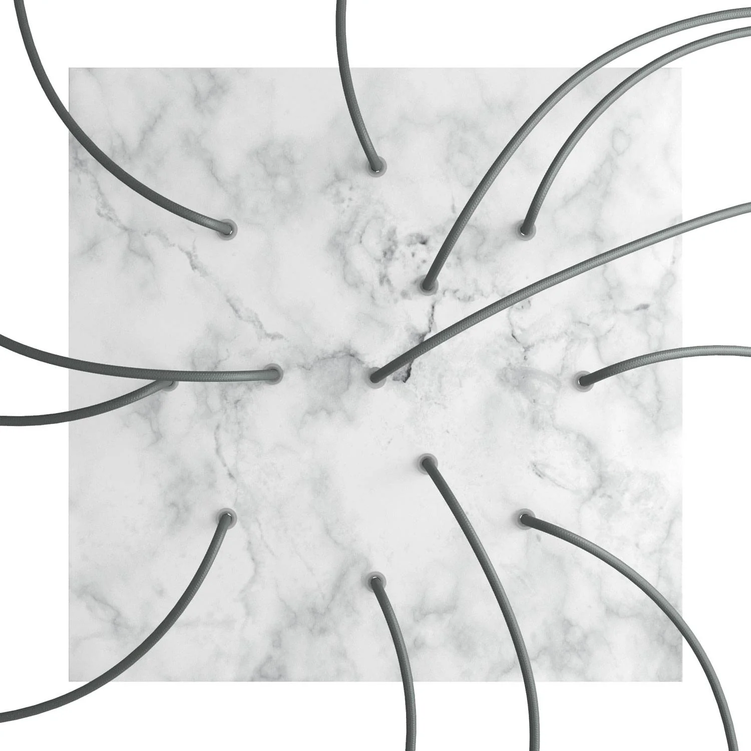 XXL-Rosette Rose-One quadratisch, 400 mm mit 12 Löchern und 4 seitlichen Löchern - Carrara-Marmor - Image 2