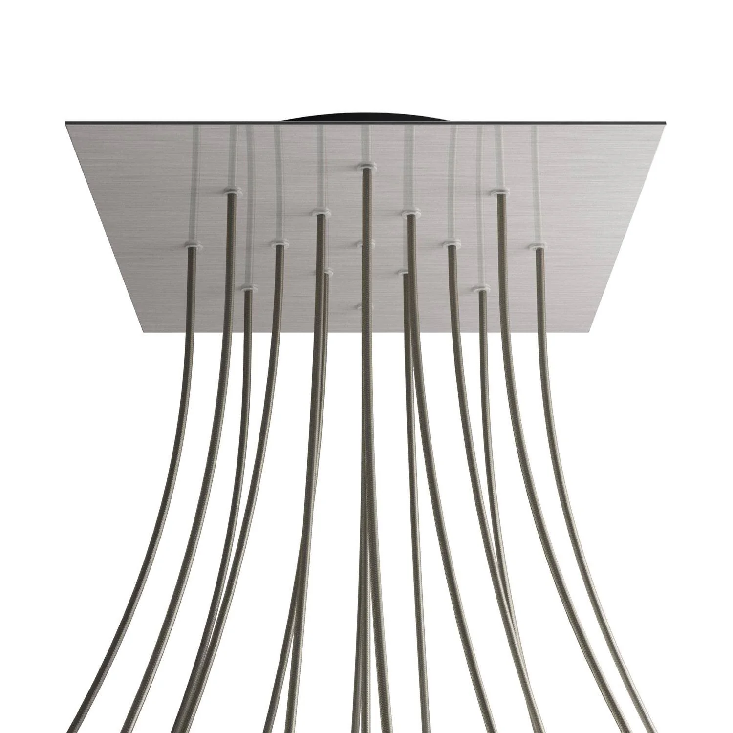 Lampenbaldachin XXL Rose-One quadratisch, 400 mm mit 15 Löchern und 4 seitlichen Löchern - Dibond Edelstahl satiniert - Image 8