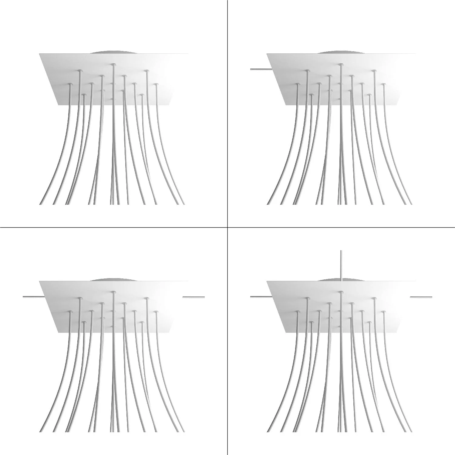 XXL Lampenbaldachin Rose-One quadratisch, 400 mm mit 15 Bohrungen und 4 seitlichen Löchern - Anthrazit - Image 4
