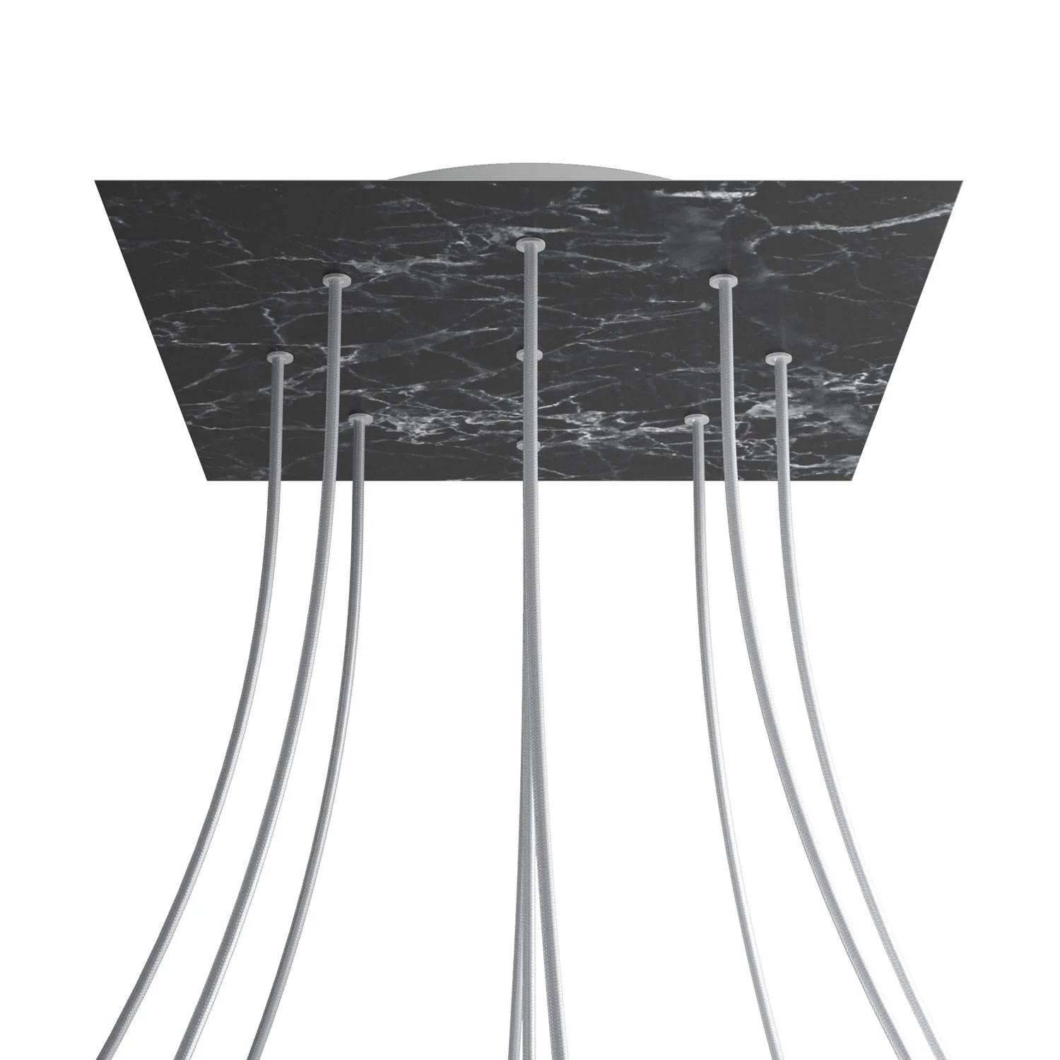 Rose-One XXL Baldachin quadratisch, 400 mm mit 9 Öffnungen und 4 seitlichen Öffnungen – Marquina Marmor