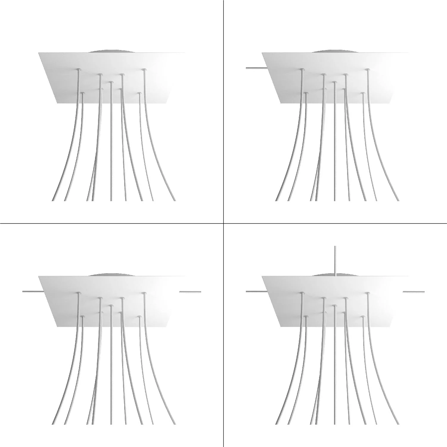 XXL-Baldachin Rose-One quadratisch, 400 mm mit 9 X-förmigen Bohrungen und 4 seitlichen Bohrungen – Petrol - Image 4