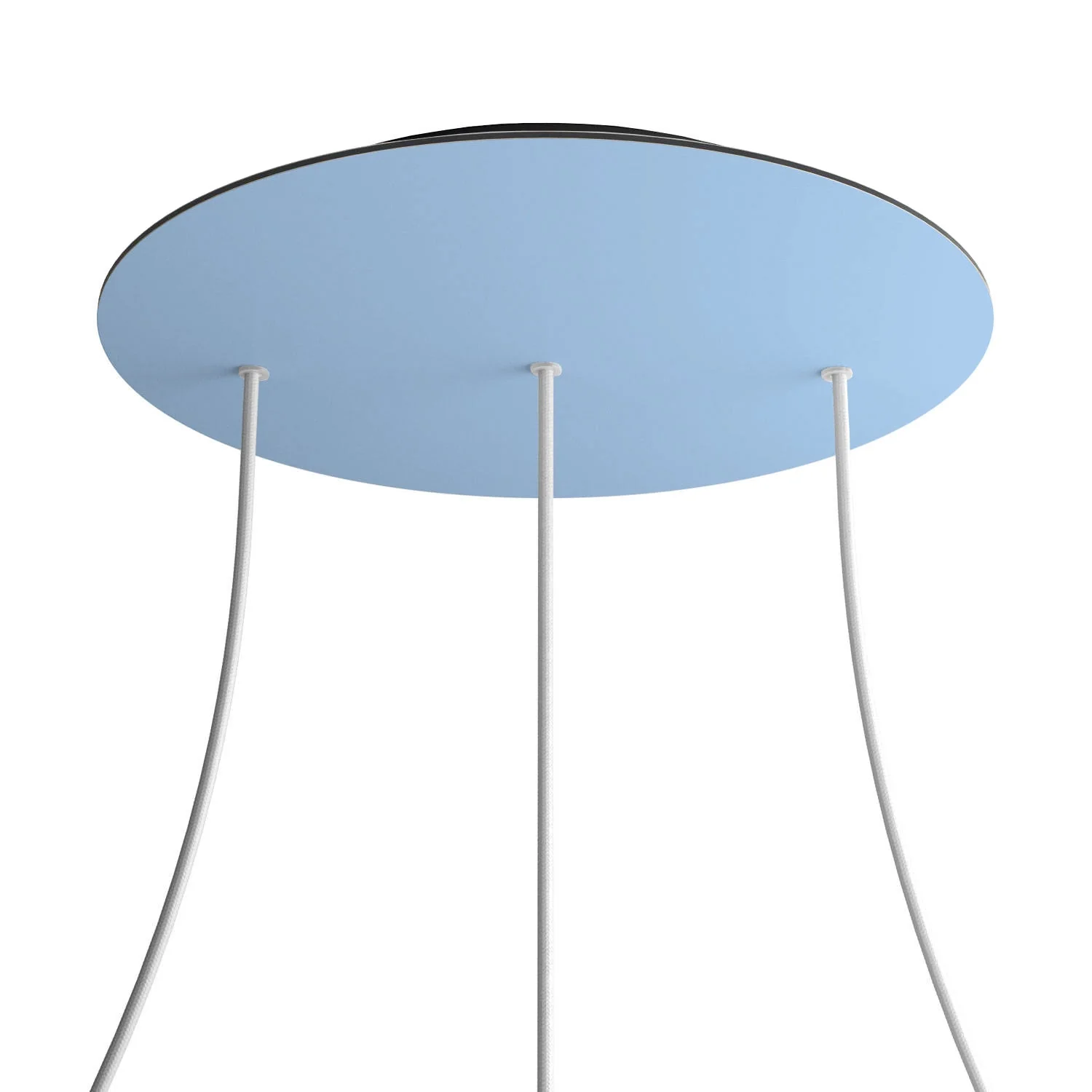 Lampenbaldachin XXL Rose-One rund, Durchmesser 400 mm mit 3 Löchern in Linie und 4 seitlichen Löchern - Zuckerpapier-Blau - Image 8