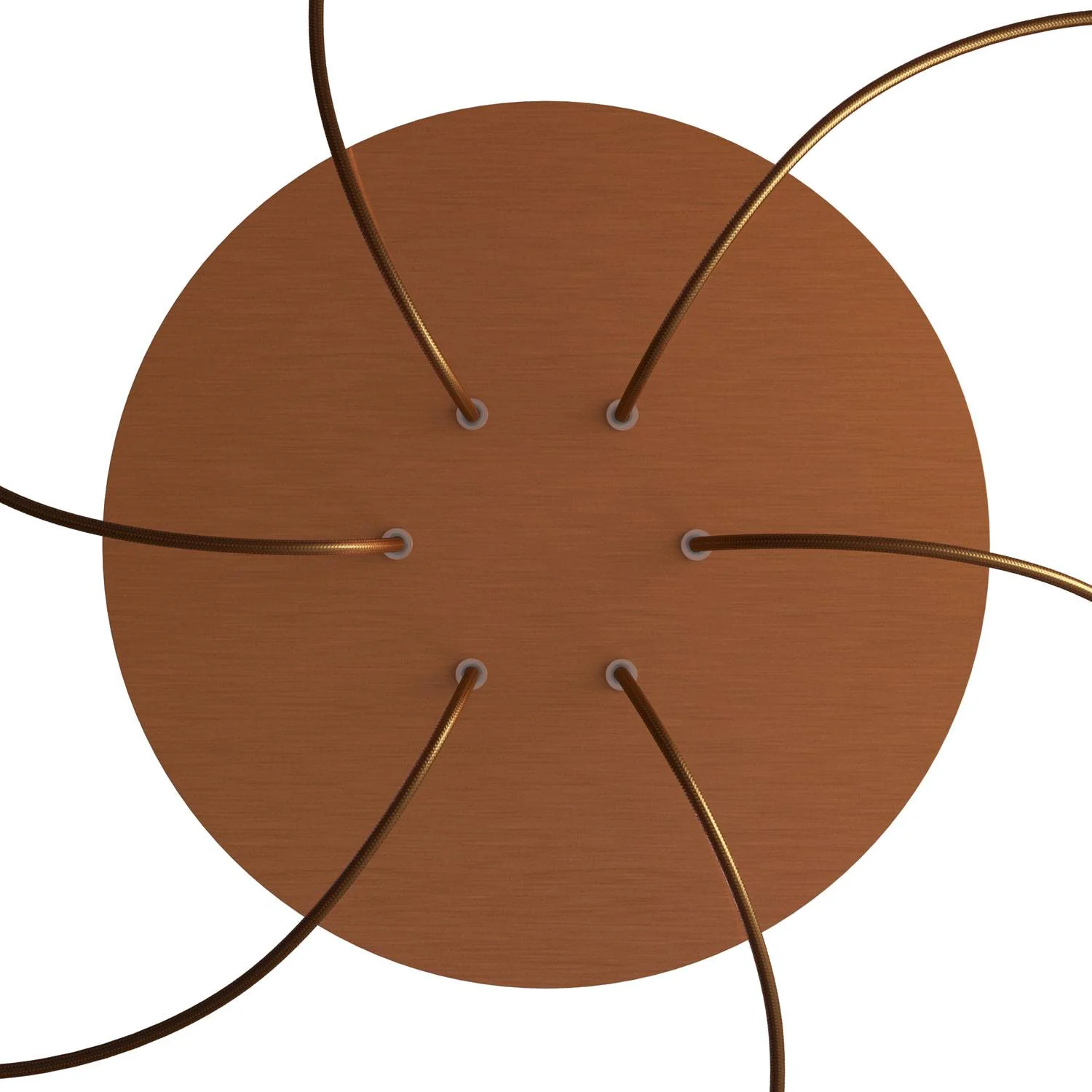 XXL Lampenbaldachin Rose-One rund, Durchmesser 400 mm mit 6 Öffnungen und 4 seitlichen Öffnungen - Dibond Satin-Kupfer - Image 2