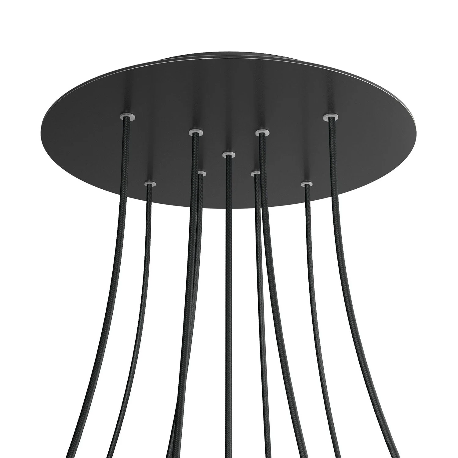 Lampenbaldachin XXL Rose-One rund, Durchmesser 400 mm mit 9 X-Öffnungen und 4 seitlichen Öffnungen – Mattschwarz - Image 8