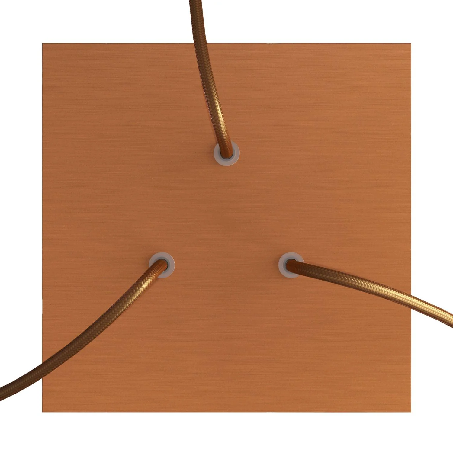 Lampenbaldachin Rose-One quadratisch, 200 mm mit 3 Löchern und 4 seitlichen Löchern – Dibond Kupfer satiniert - Image 2