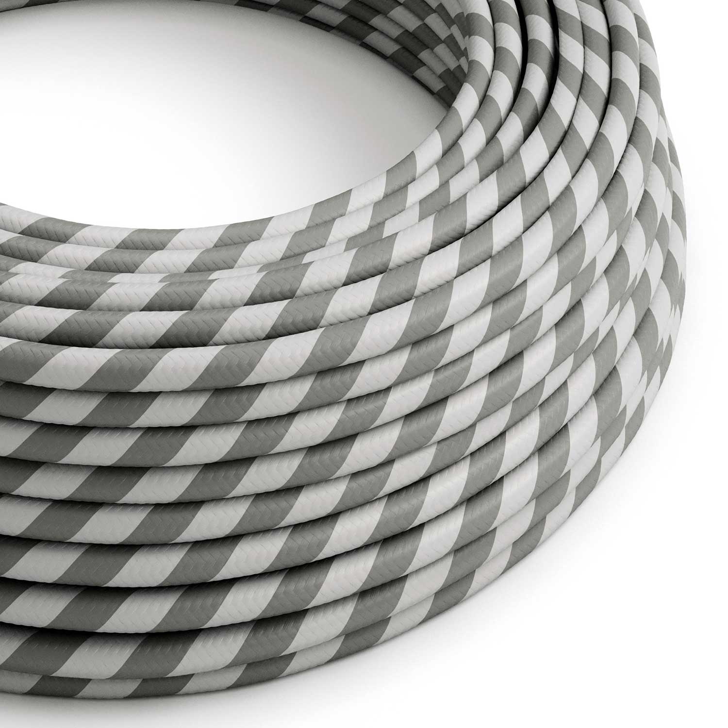 Rundes Elektrikkabel Vertigo HD, ummantelt mit silber- und graufarbenem Stoff ERM55