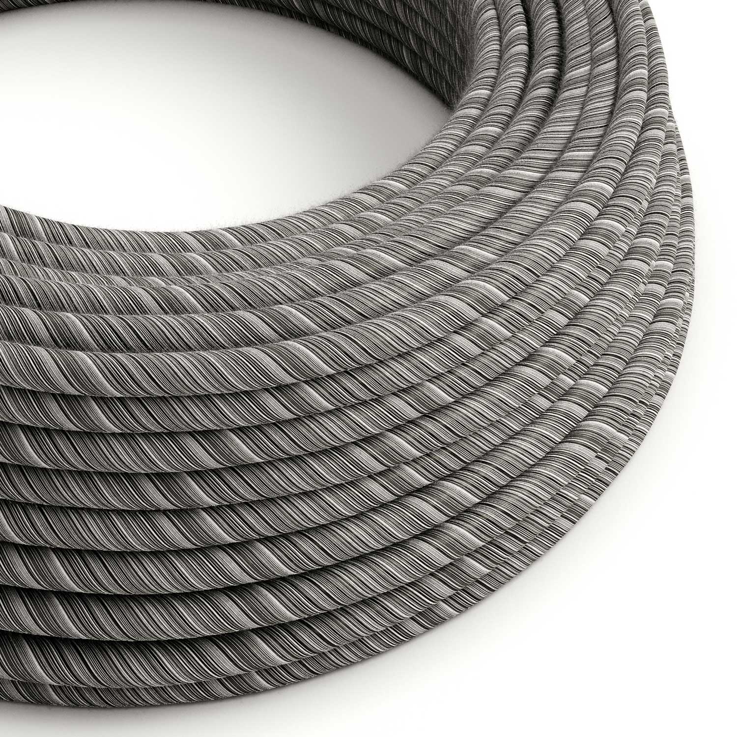 Rundes Electric Vertigo Kabel, bezogen mit schwarzer Mélange-Baumwolle ERC37