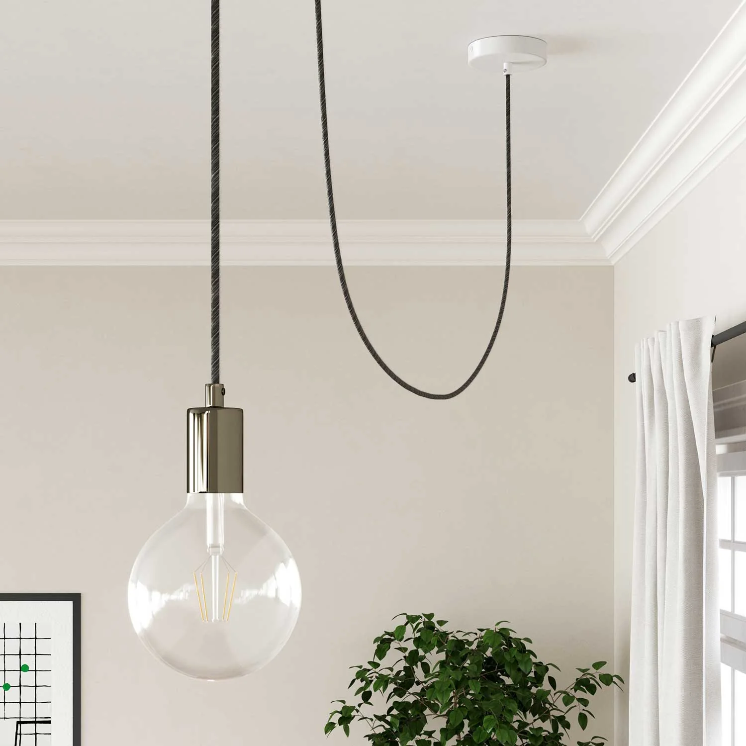 Rundes Electric Vertigo Kabel, bezogen mit schwarzer Mélange-Baumwolle ERC37 - Image 3