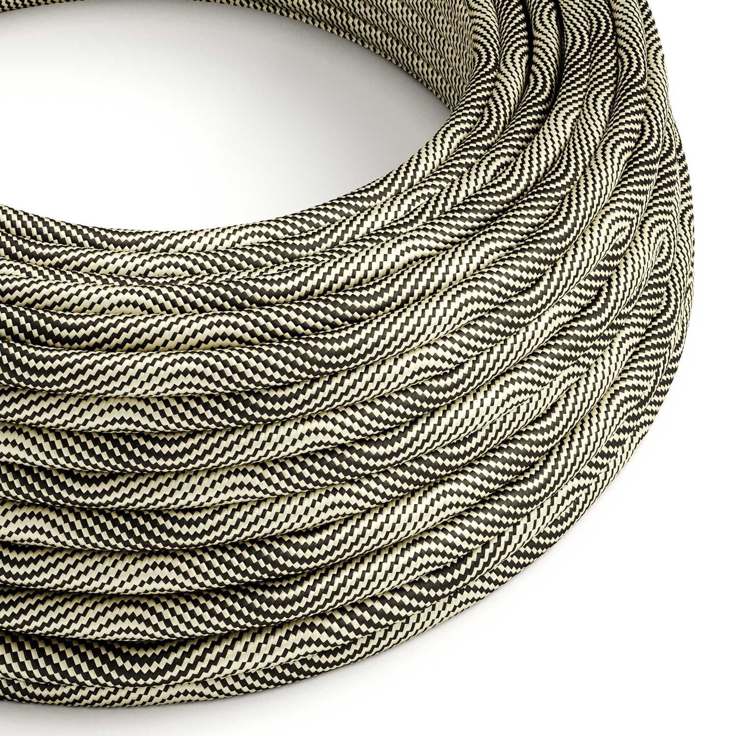 Rundes Electric Vertigo HD-Kabel ummantelt mit optisch schwarzem und goldenem Stoff ERM65