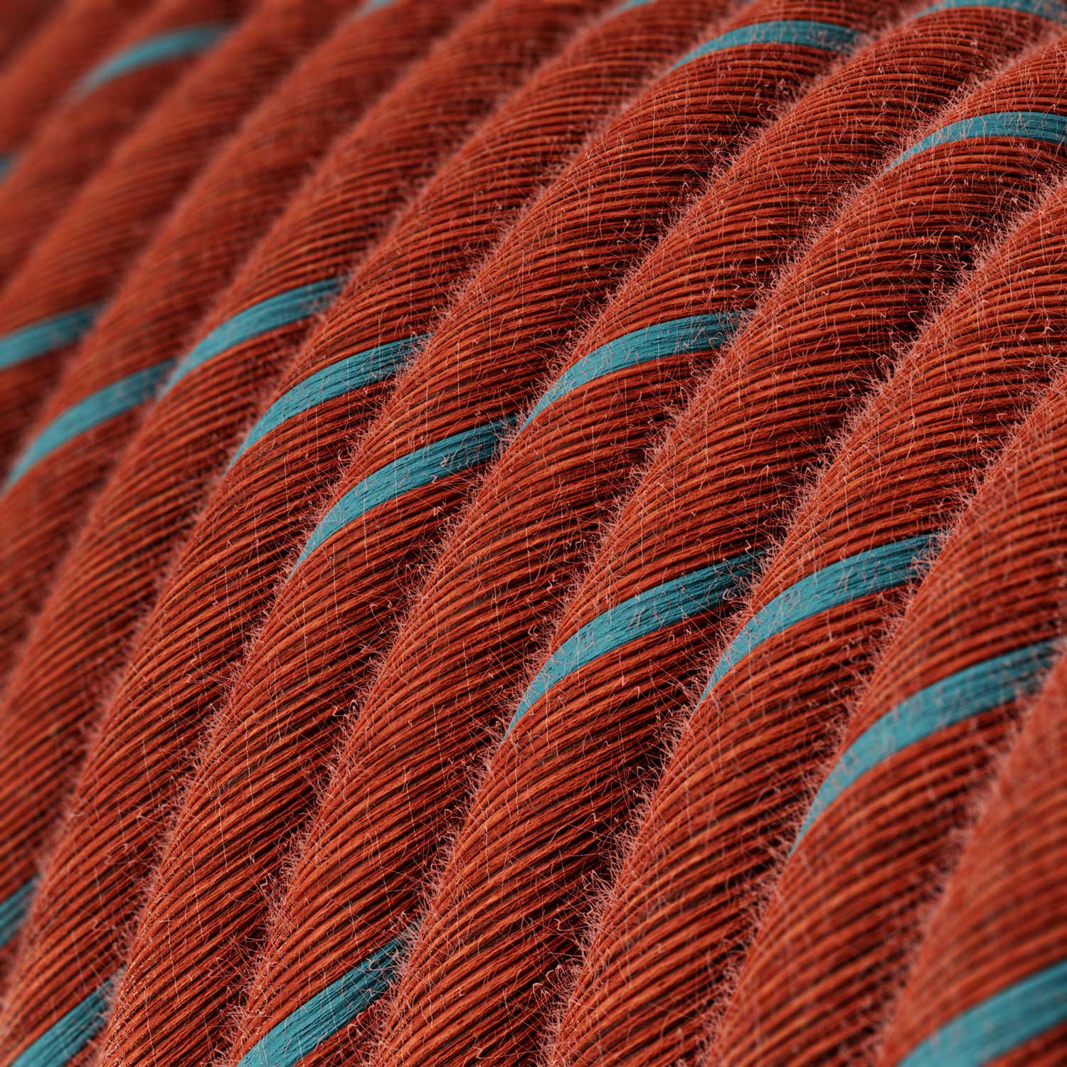 Rundes Elektrokabel Vertigo, ummantelt mit Baumwolle in Ziegelrot und Hellblau ERC36 - Image 2