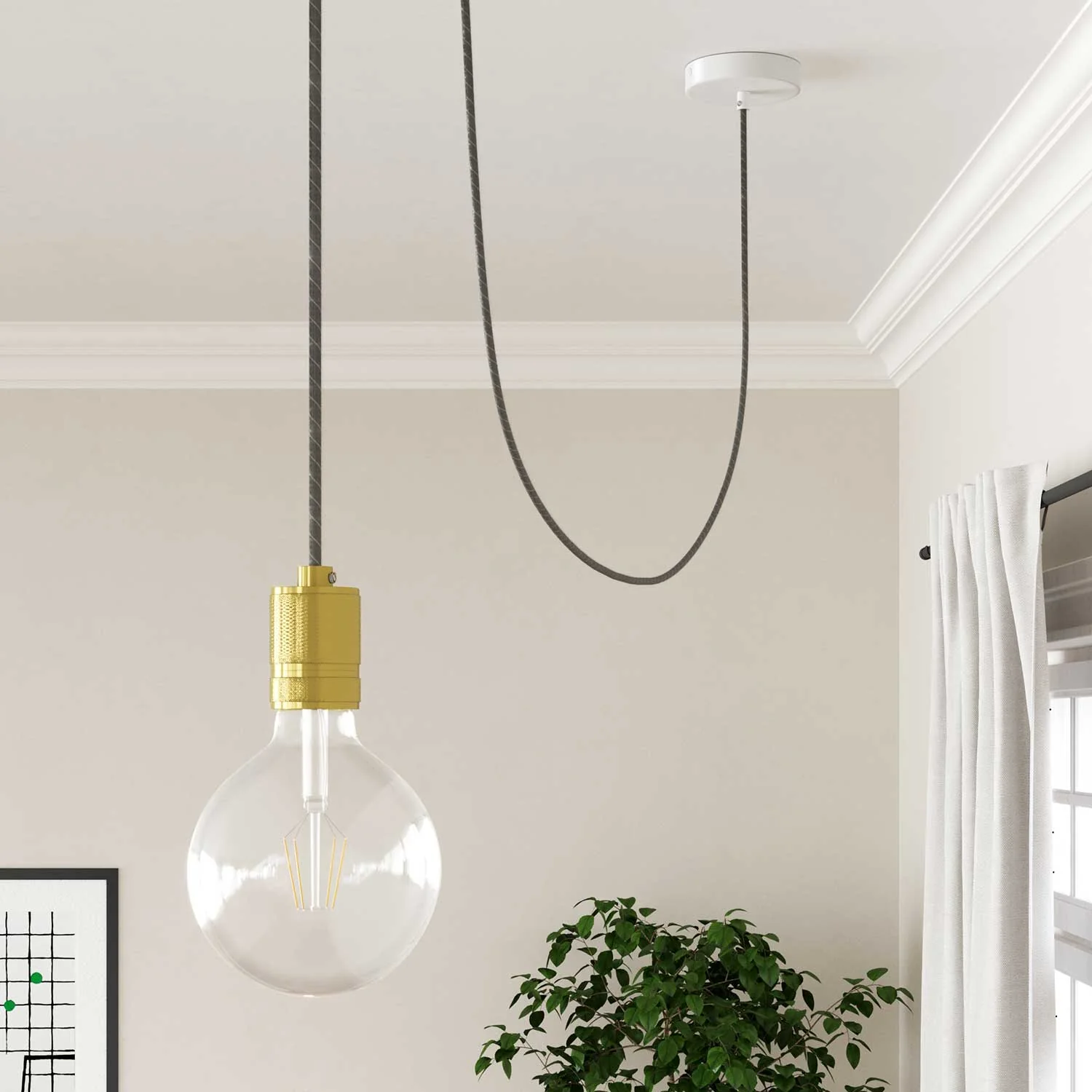 Rundes Electric Vertigo Kabel, mit Eggnog Leinen und Baumwolle ummantelt ERD22 - Image 3