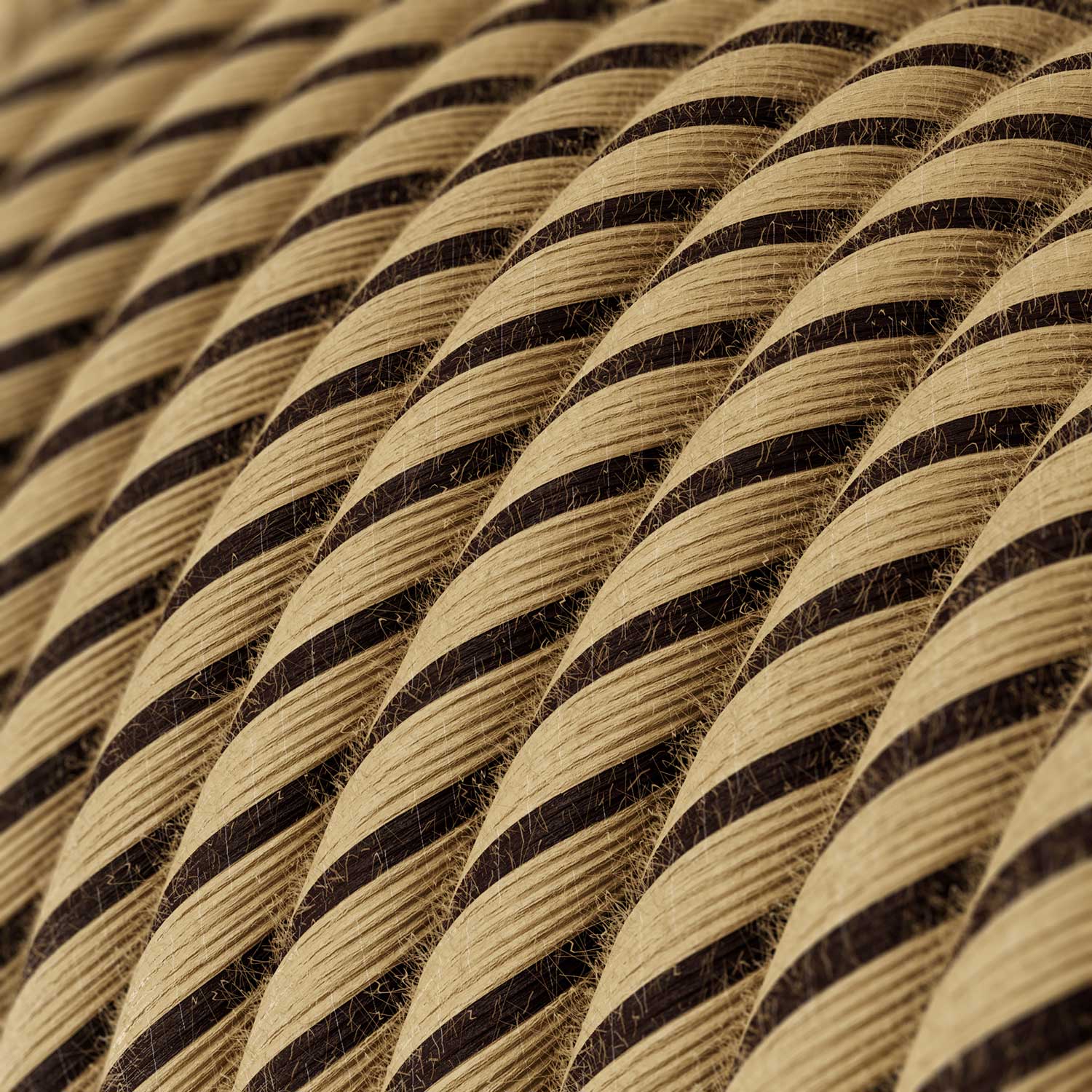 Rundes Vertigo-Elektrokabel, ummantelt mit Jute in Tabak-Farbe und Baumwolle ERD21 - Image 2
