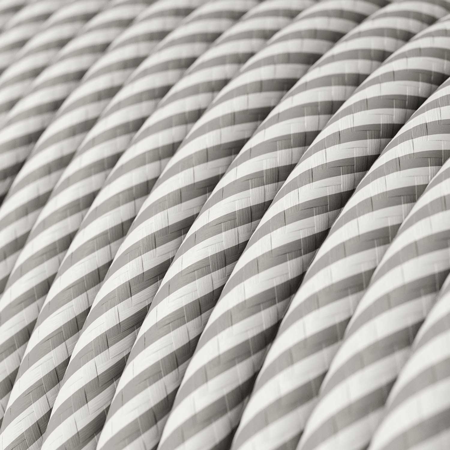 Rundes Electric Vertigo HD Kabel, ummantelt mit weißem und aluminiumfarbenem Stoff ERM46 - Image 2