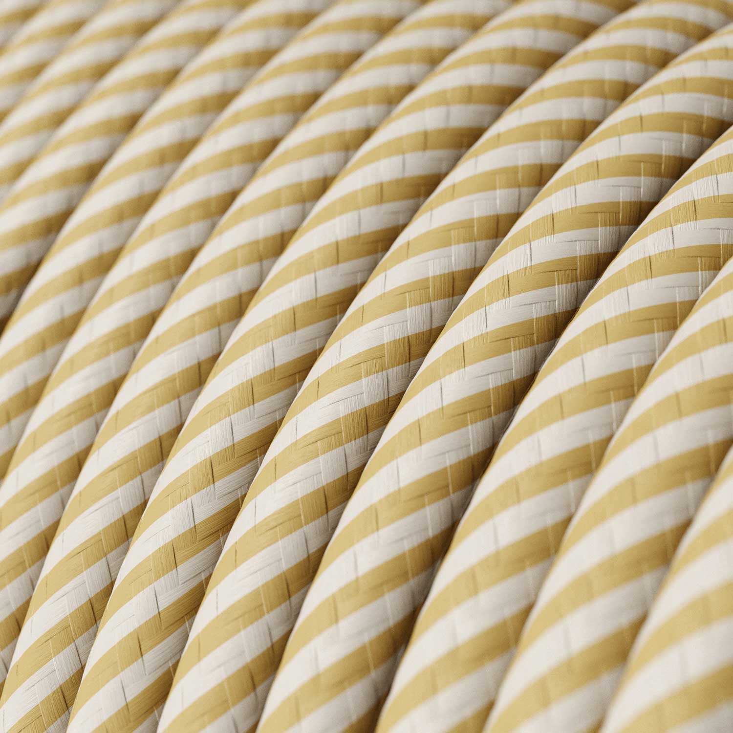 Rundes Elektrikkabel Vertigo HD, ummantelt mit Stoff in Creme und Nussbraunen Streifen ERM53 - Image 2