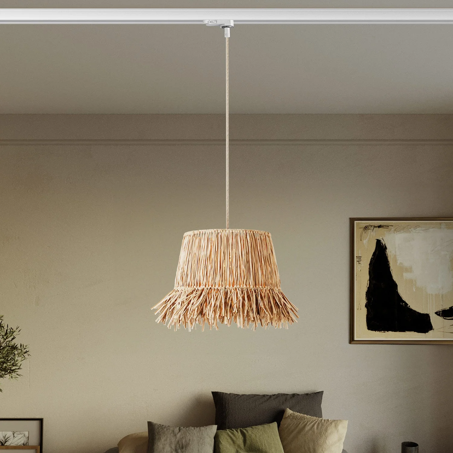 Schienenleuchte mit Lampenschirm aus Raffia Honolulu – Neutral - Image 2