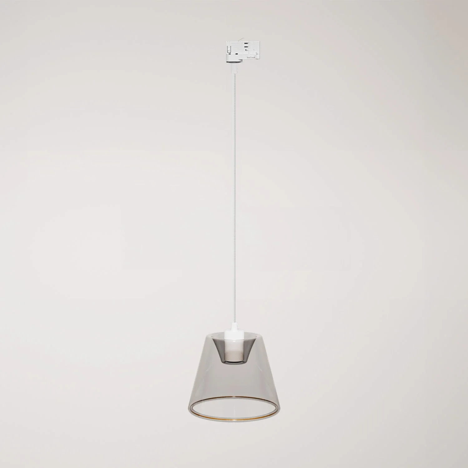 Pendelleuchte für Schienensysteme mit Ghost-Konus-Lampe smoky - Weiß
