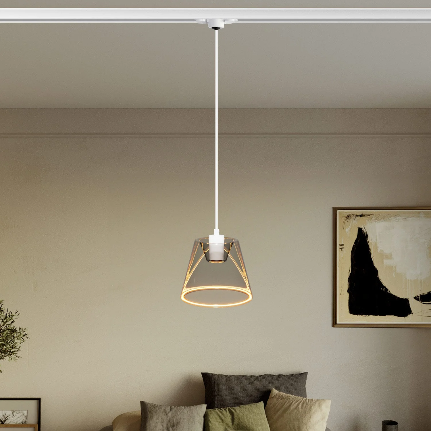 Pendelleuchte für Schienensysteme mit Ghost-Konus-Lampe smoky - Weiß - Image 2