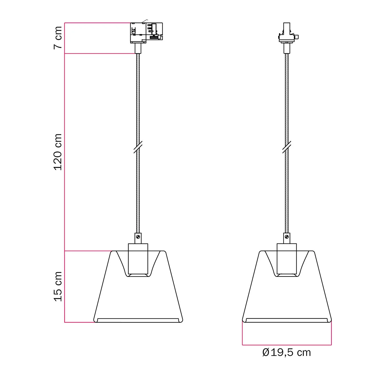 Pendelleuchte für Schienensysteme mit Ghost-Konus-Lampe smoky - Weiß - Image 6