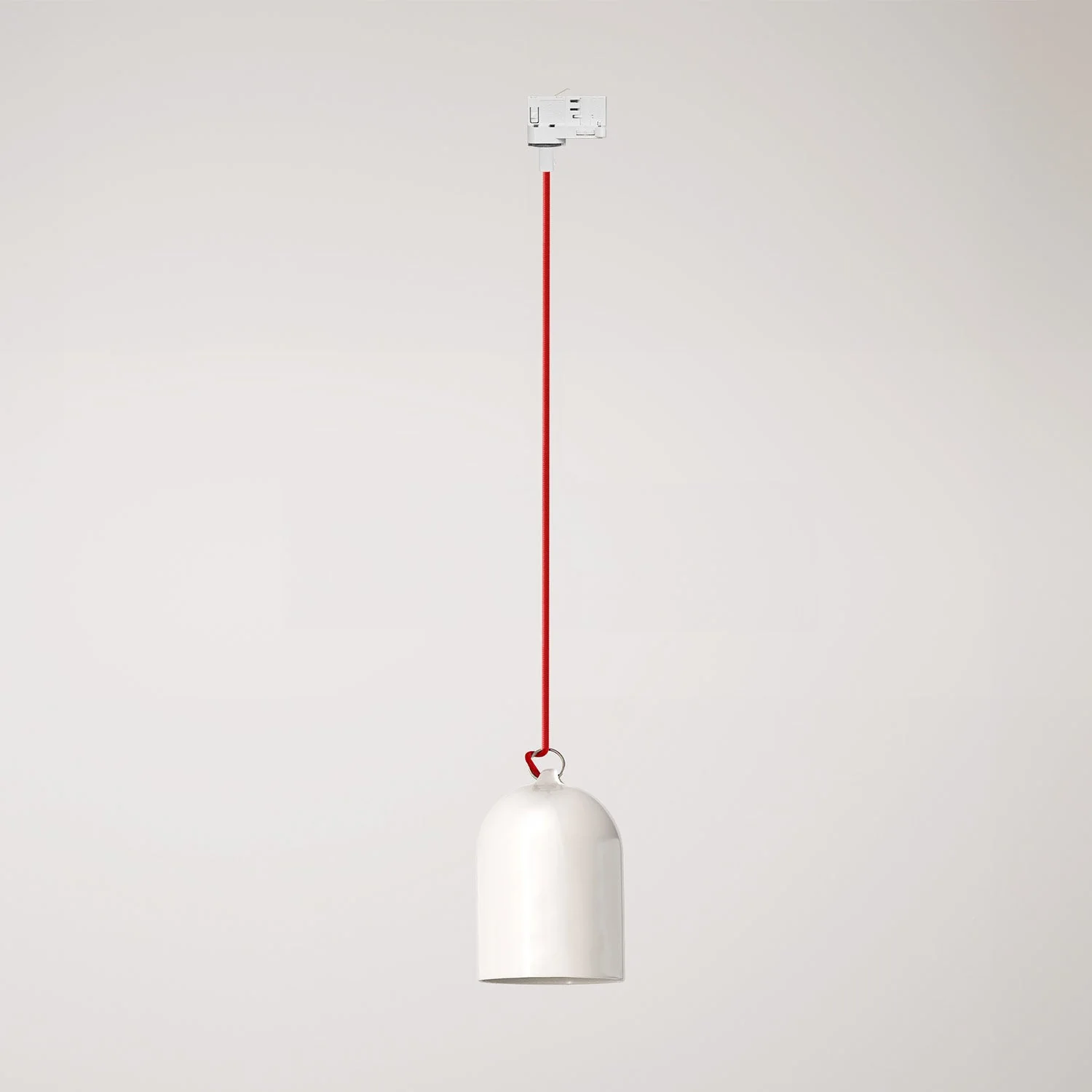 Schienenspot mit Mini-Glockenschirm aus Keramik – Glänzend Weiß