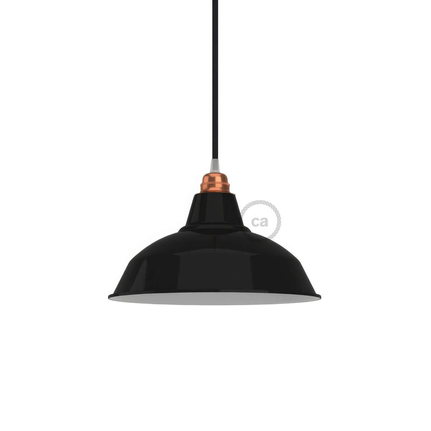 Lampenschirm Bistrot aus emailliertem Metall mit E27-Fassung, Durchmesser 30 cm – Schwarz